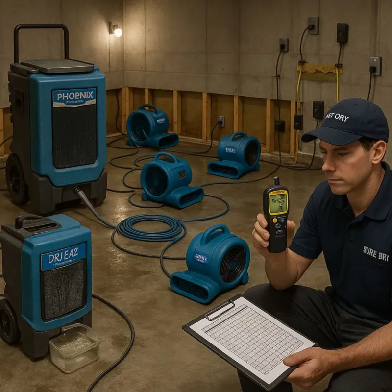 Structural Drying and Dehumidification process in Rancho Viejo, TX